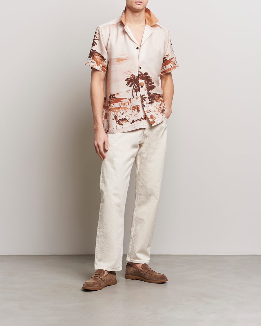 Uomini | Camicie | LES DEUX | Coastal Printed Short Sleeve Shirt Terracotta