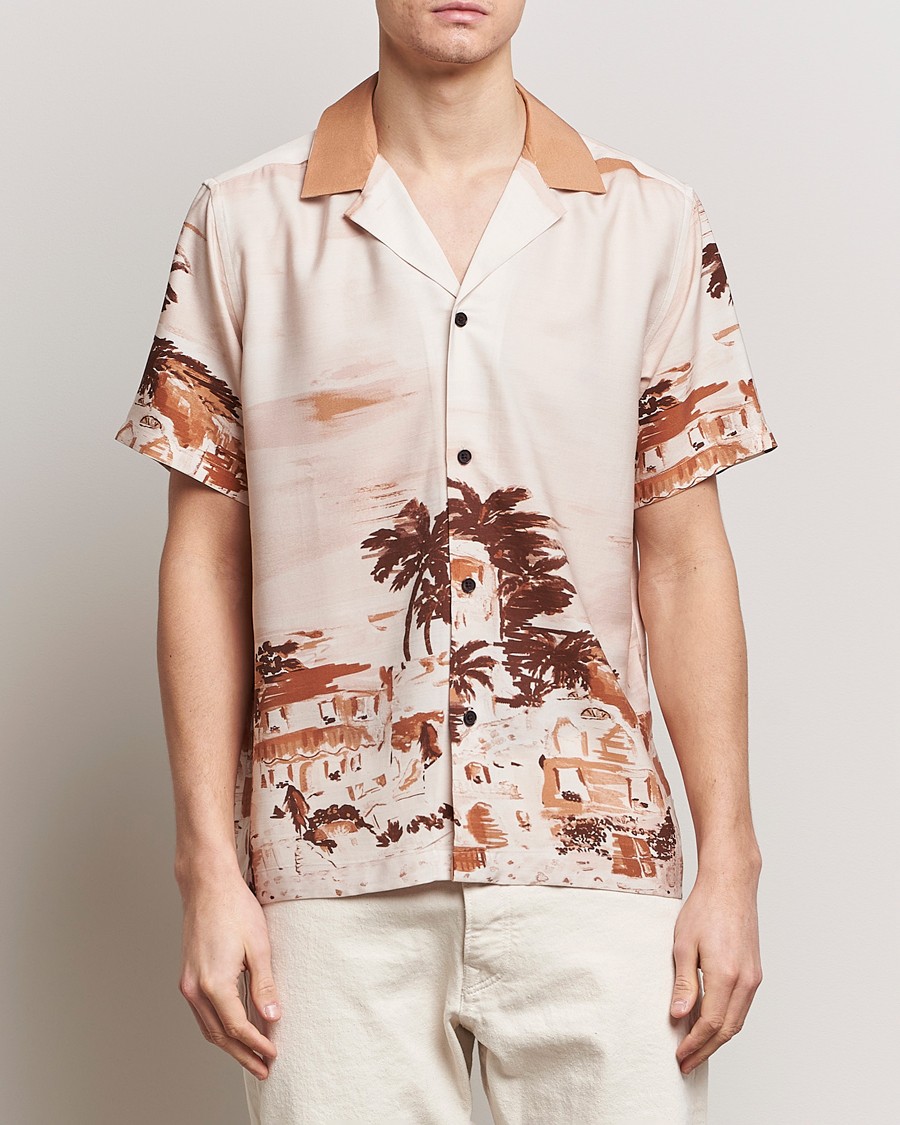 Uomini | Camicie | LES DEUX | Coastal Printed Short Sleeve Shirt Terracotta