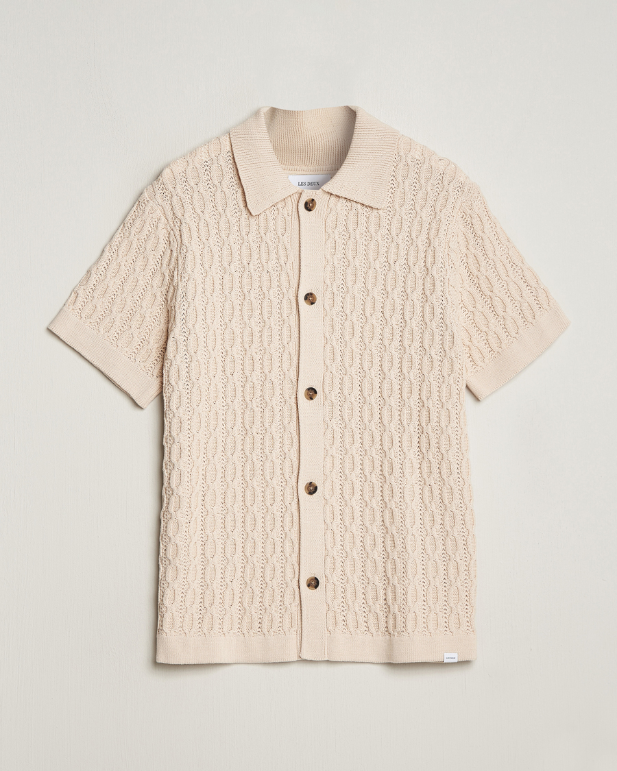 Uomini | Camicie | LES DEUX | Garret Knitted Short Sleeve Shirt Ivory