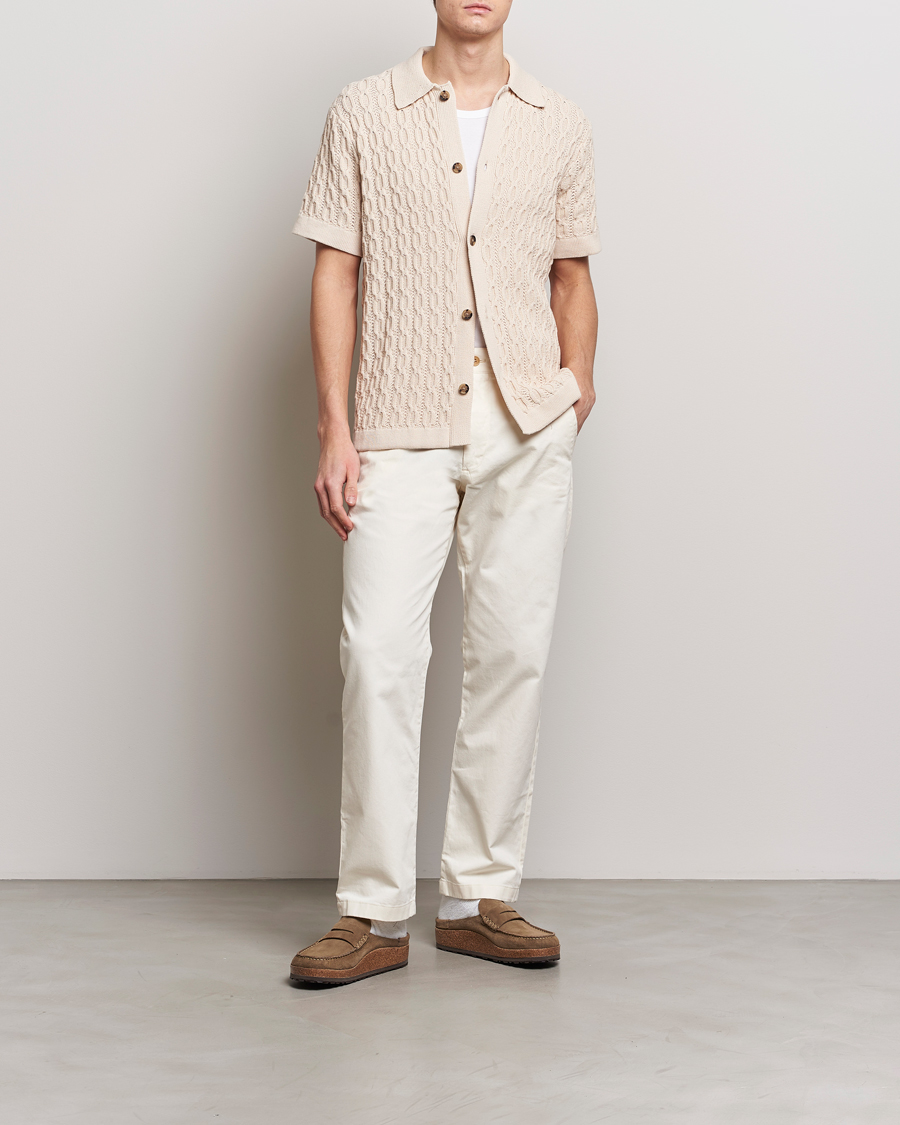 Uomini | Camicie | LES DEUX | Garret Knitted Short Sleeve Shirt Ivory