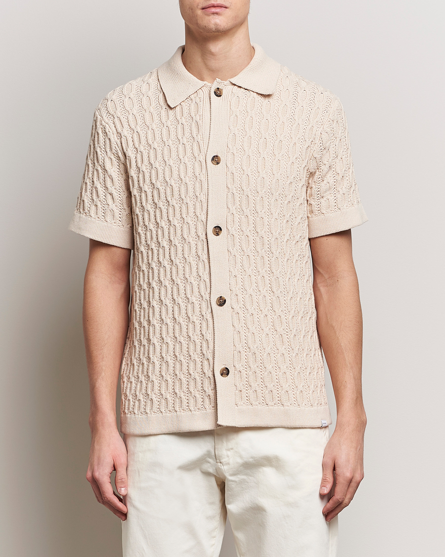Uomini | Camicie | LES DEUX | Garret Knitted Short Sleeve Shirt Ivory