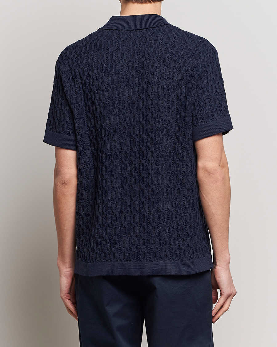 Uomini | Camicie | LES DEUX | Garret Knitted Short Sleeve Shirt Dark Navy