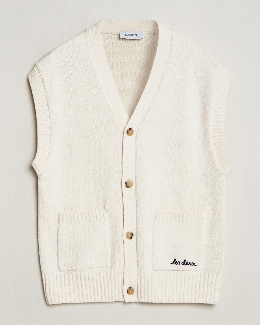 Uomini | Maglieria | LES DEUX | Brad Cardigan Vest Ivory