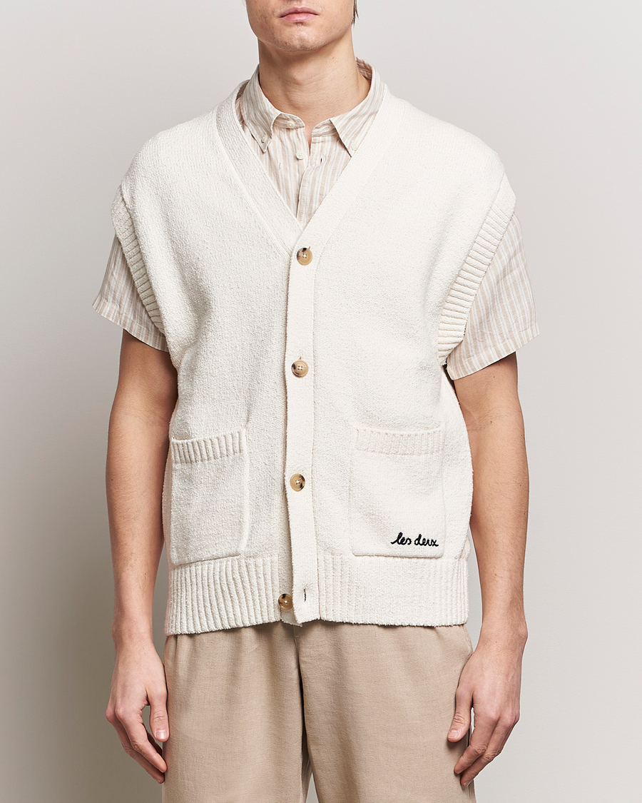 Uomini | Maglieria | LES DEUX | Brad Cardigan Vest Ivory