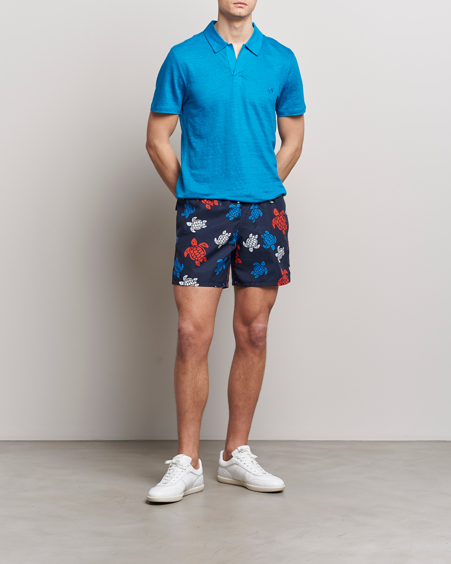 Uomini | Costumi da bagno | Vilebrequin | Moorea Printed Swimshorts Bleu Marine