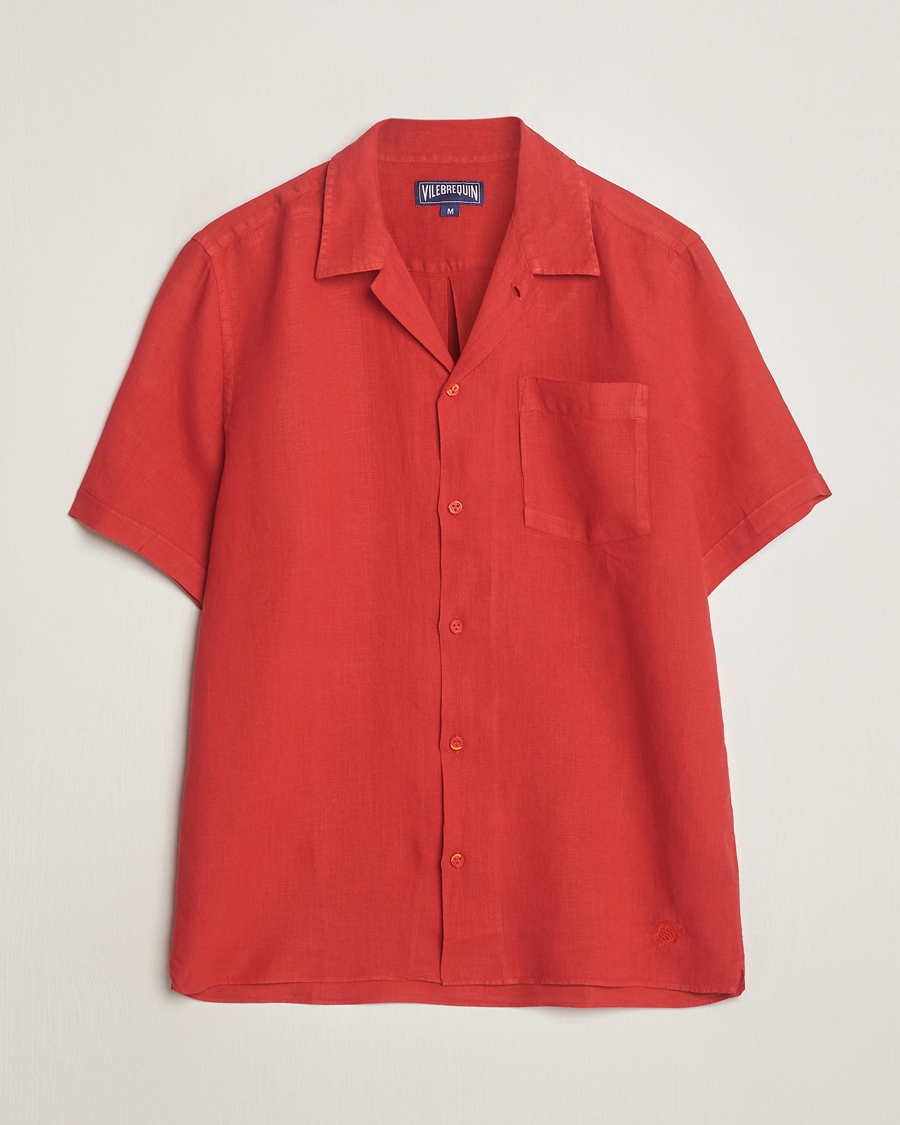 Uomini | Camicie | Vilebrequin | Carhli Resort Short Sleeve Shirt Mouline Rouge
