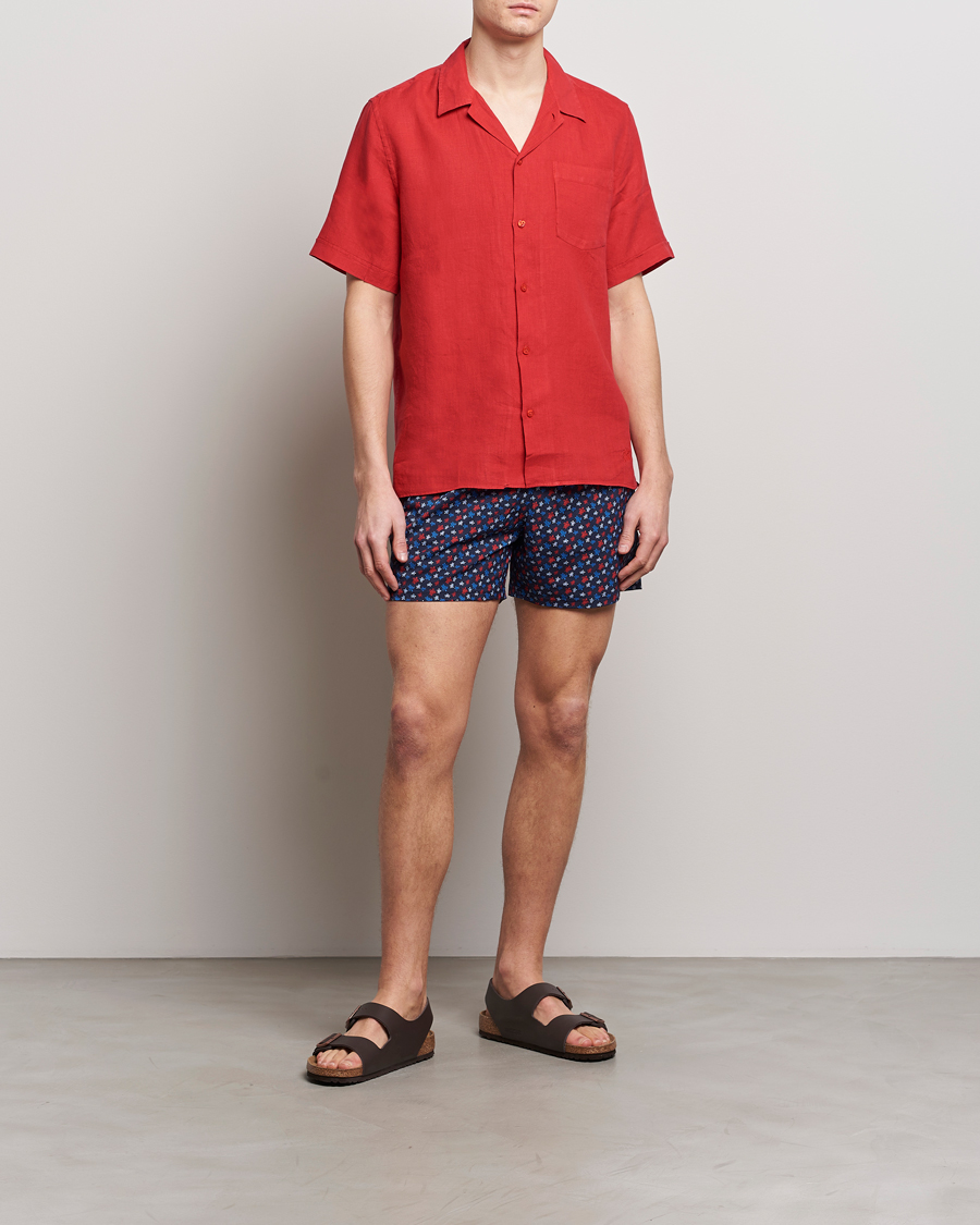 Uomini | Camicie | Vilebrequin | Carhli Resort Short Sleeve Shirt Mouline Rouge