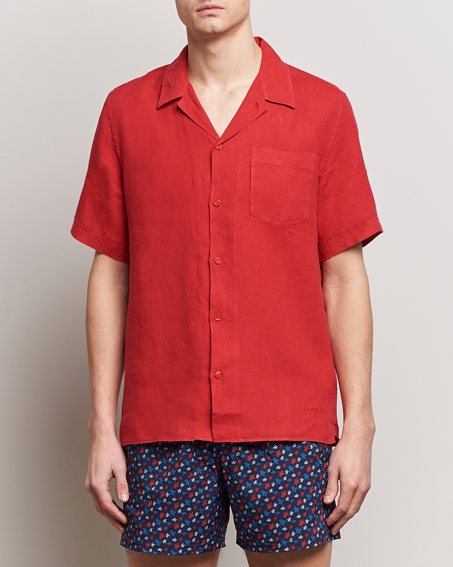 Uomini | Camicie | Vilebrequin | Carhli Resort Short Sleeve Shirt Mouline Rouge
