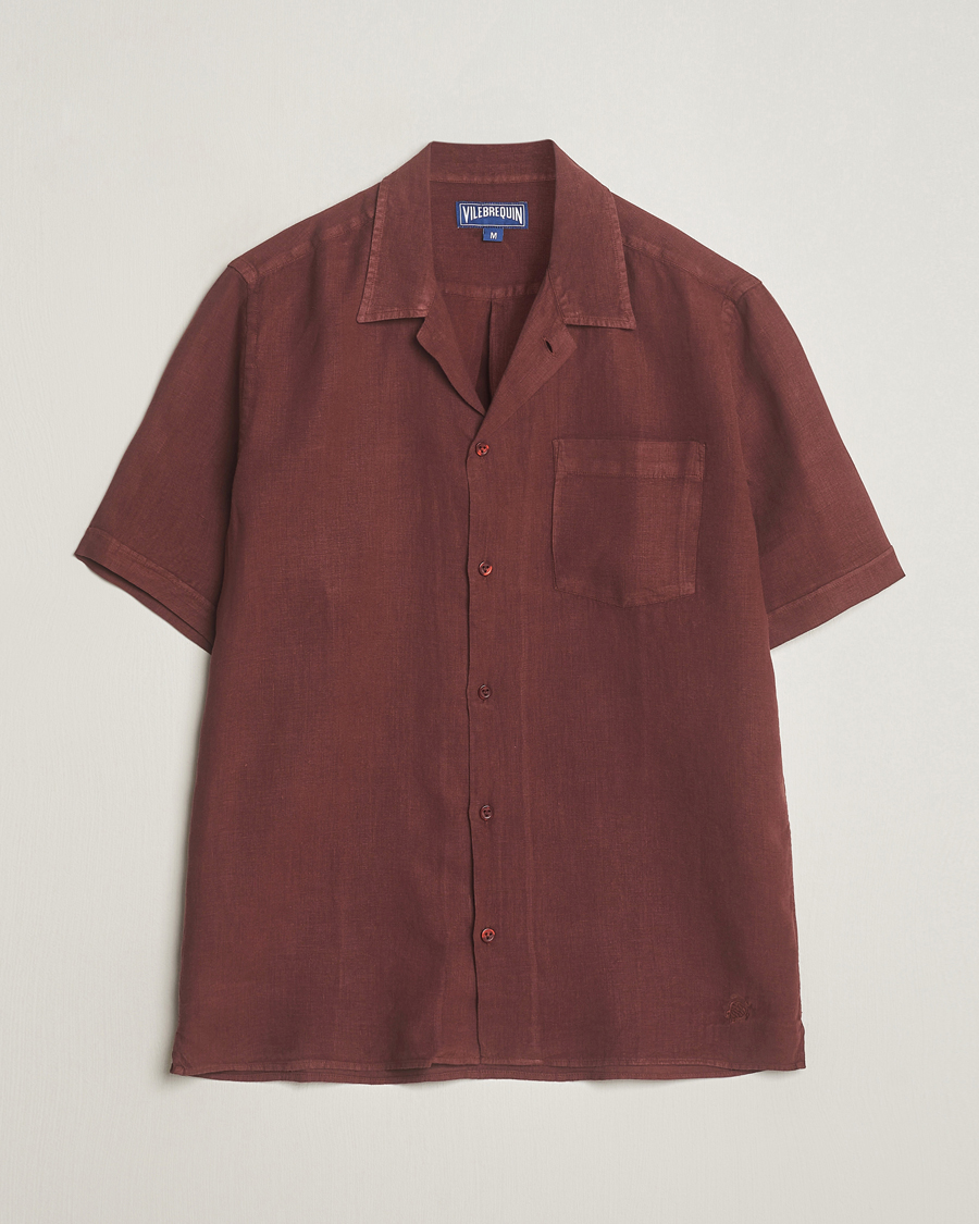 Uomini | Camicie | Vilebrequin | Carhli Resort Short Sleeve Shirt Acajou