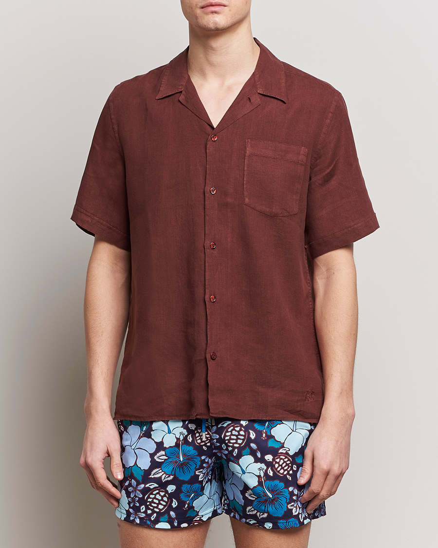 Uomini | Camicie | Vilebrequin | Carhli Resort Short Sleeve Shirt Acajou
