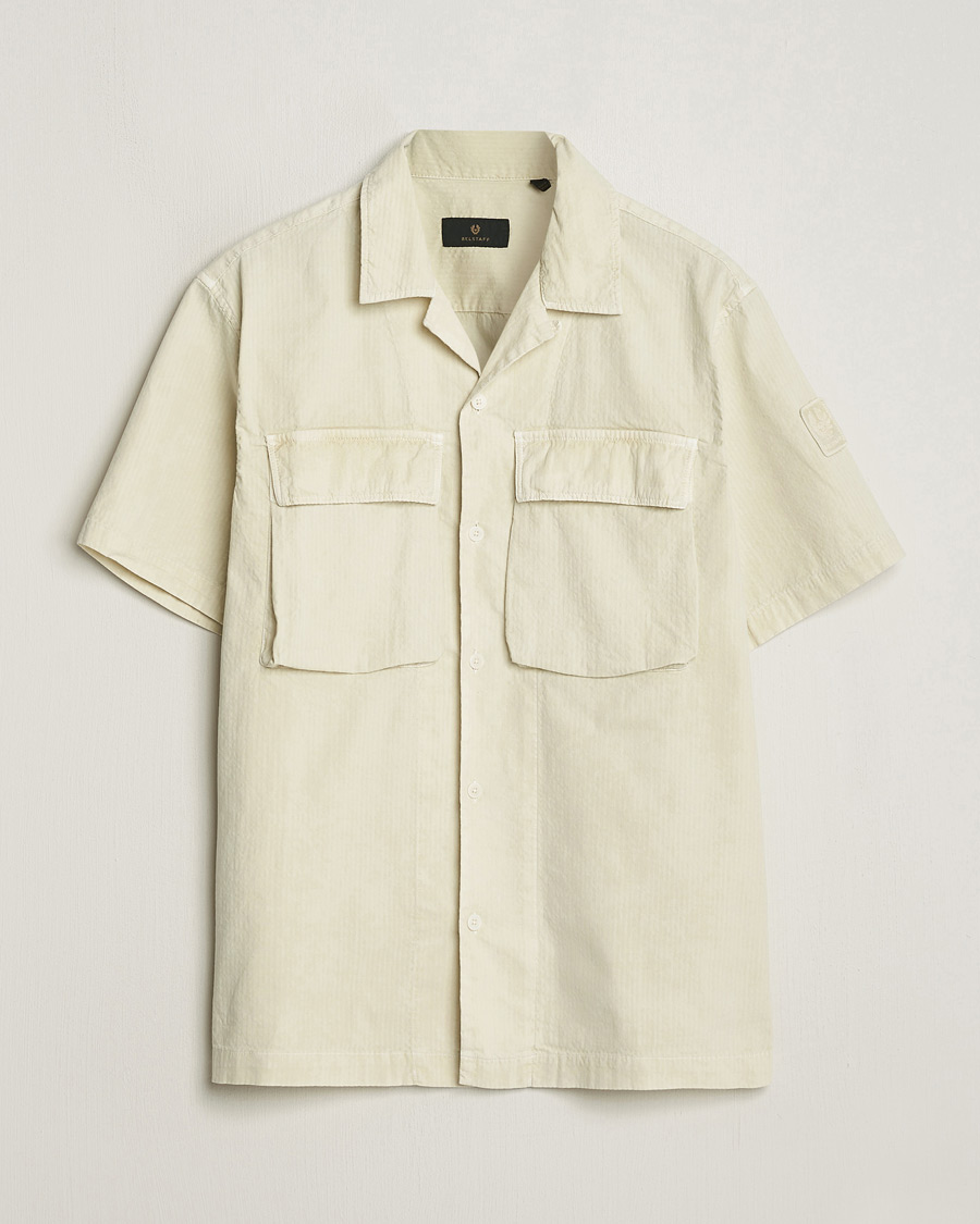 Uomini | Camicie | Belstaff | Caster Short Sleeve Seersucker Shirt Beige