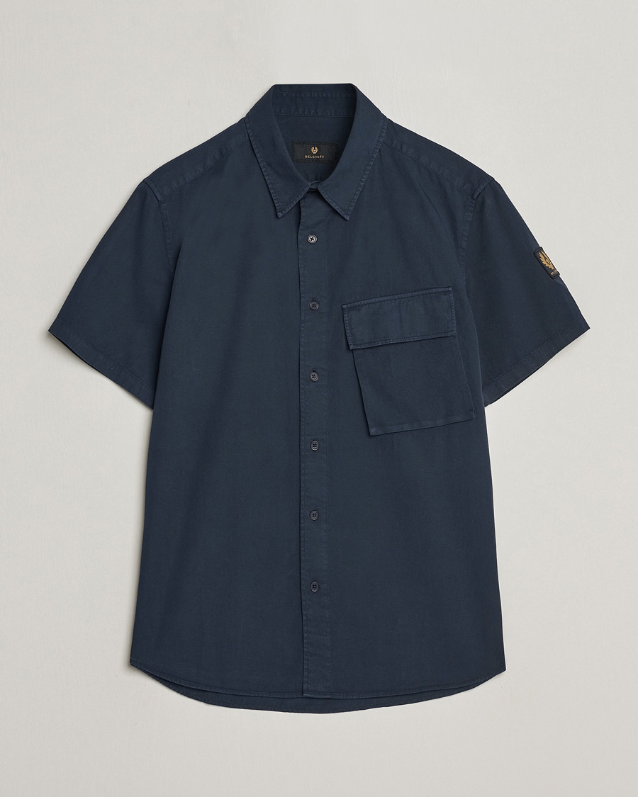 Uomini | Camicie | Belstaff | Scale Short Sleeve Cotton Shirt Dark Ink