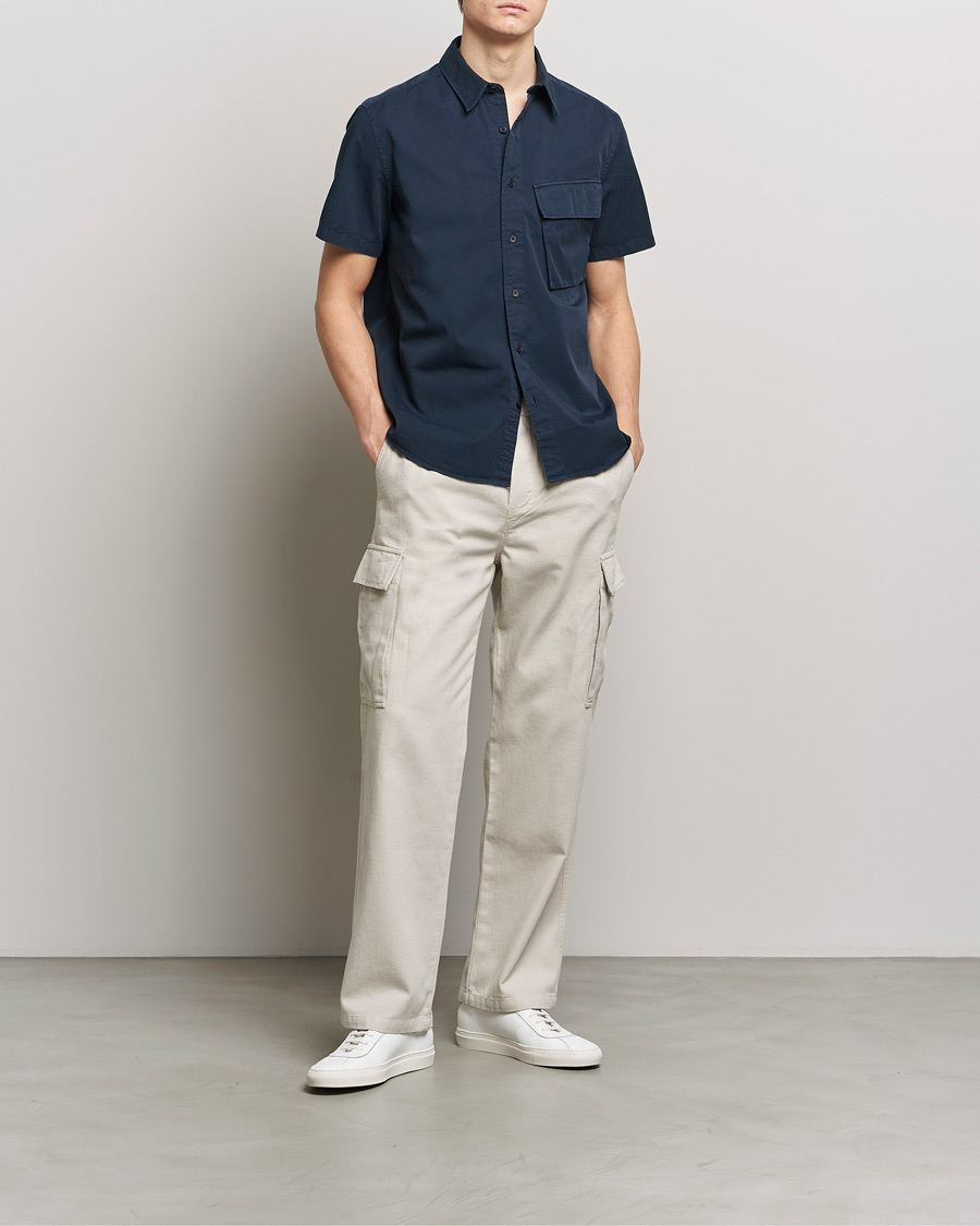 Uomini | Camicie | Belstaff | Scale Short Sleeve Cotton Shirt Dark Ink