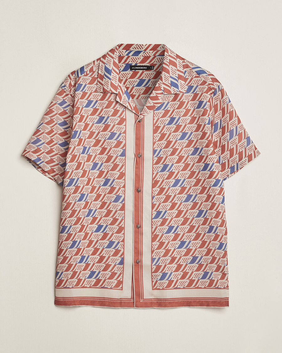 Uomini | Camicie | J.Lindeberg | Elio Tencel Moto Print Short Sleeve Shirt Multi