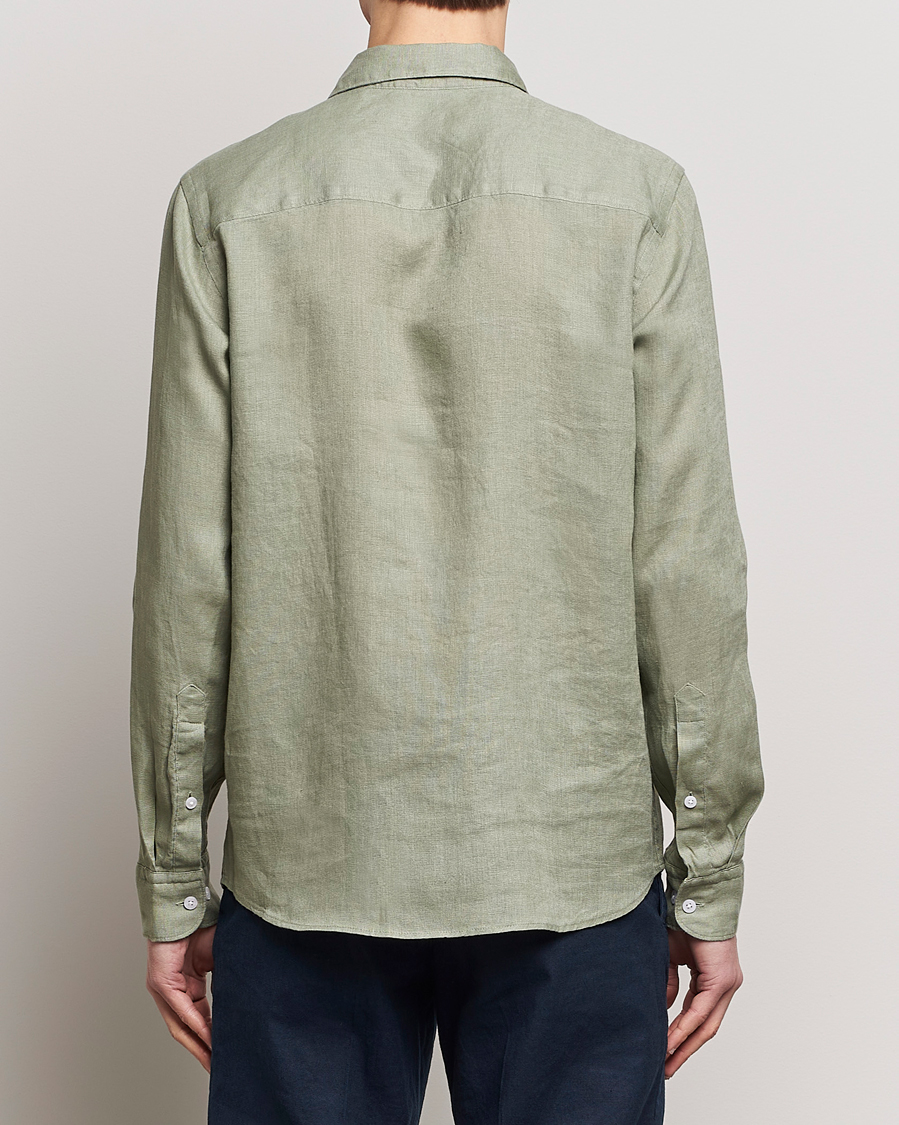 Uomini | Camicie | J.Lindeberg | Regular Fit Clean Linen Shirt Oil Green