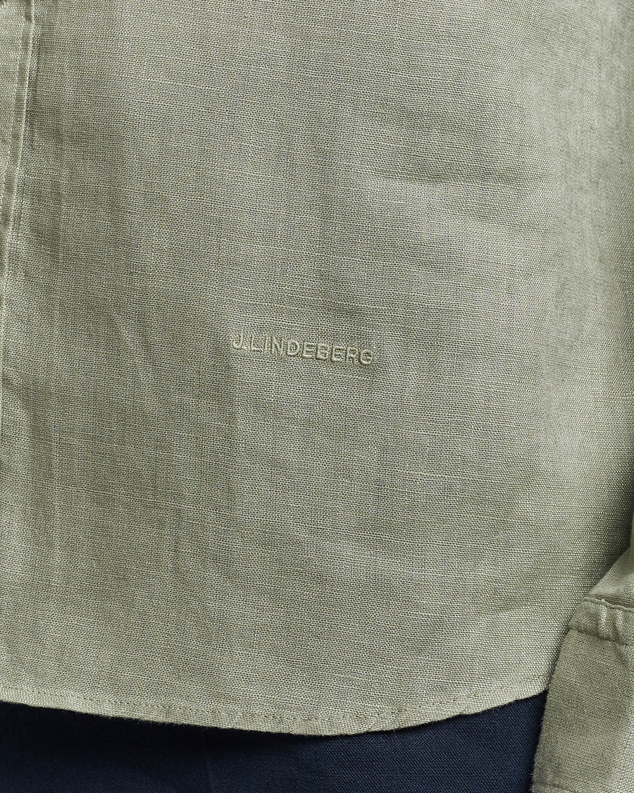 Uomini | Camicie | J.Lindeberg | Regular Fit Clean Linen Shirt Oil Green