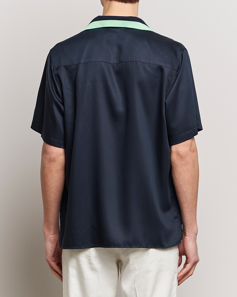 Uomini | Camicie | J.Lindeberg | Skala Knit Collar Tencel Shirt Navy