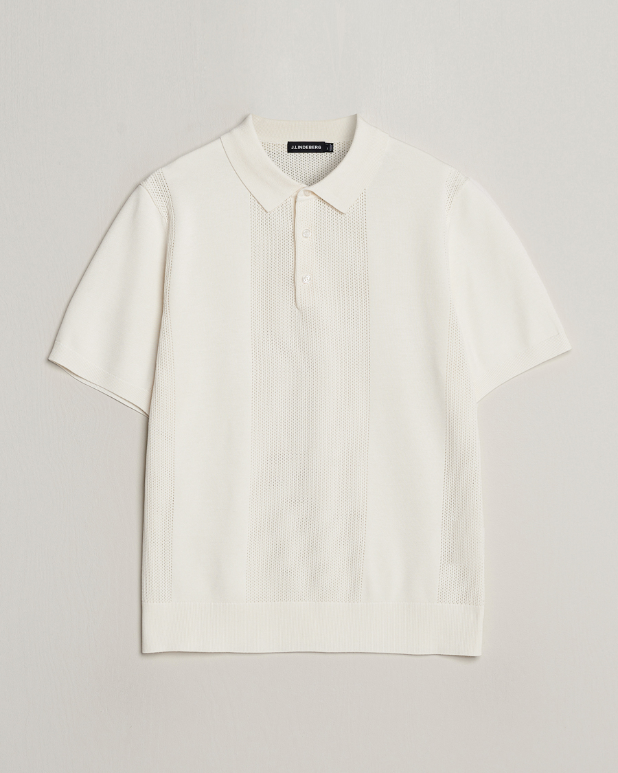 Uomini | Polo | J.Lindeberg | Reymond Solid Knitted Polo Cloud White