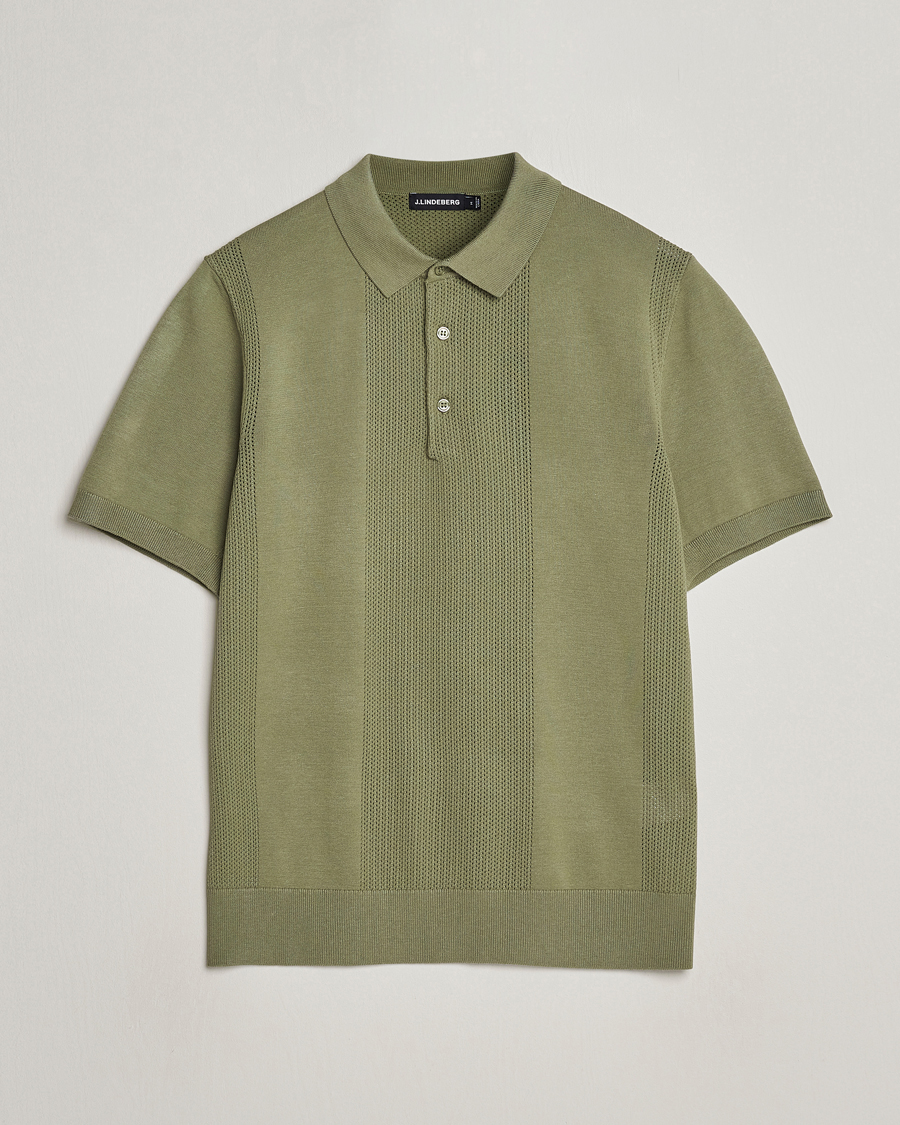 Uomini | Polo | J.Lindeberg | Reymond Solid Knitted Polo Oil Green