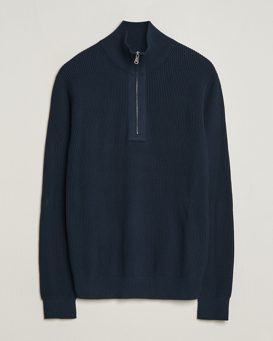 Uomini | Maglieria | J.Lindeberg | Alex Half Zip Organic Cotton Sweater Navy