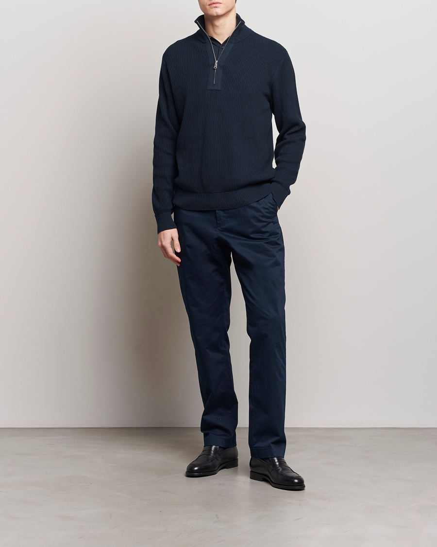 Uomini | Maglieria | J.Lindeberg | Alex Half Zip Organic Cotton Sweater Navy