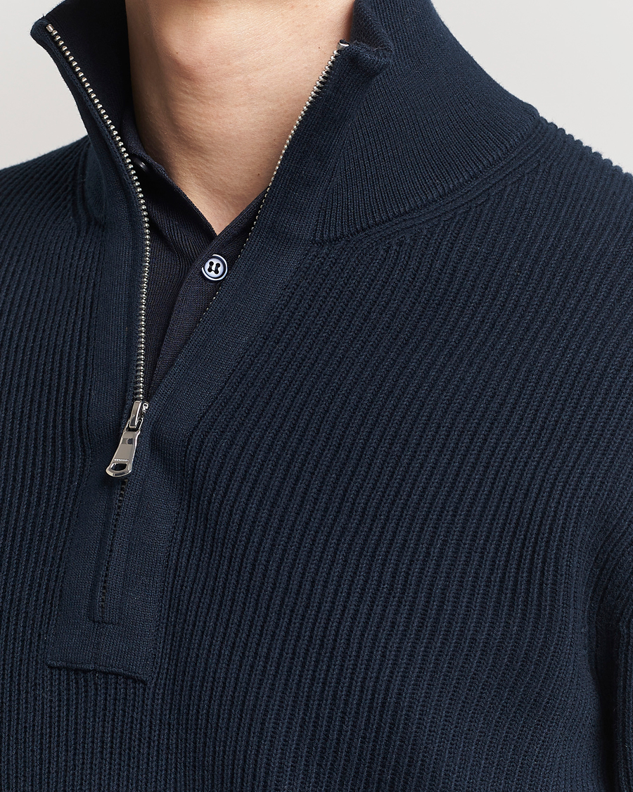 Uomini | Maglieria | J.Lindeberg | Alex Half Zip Organic Cotton Sweater Navy