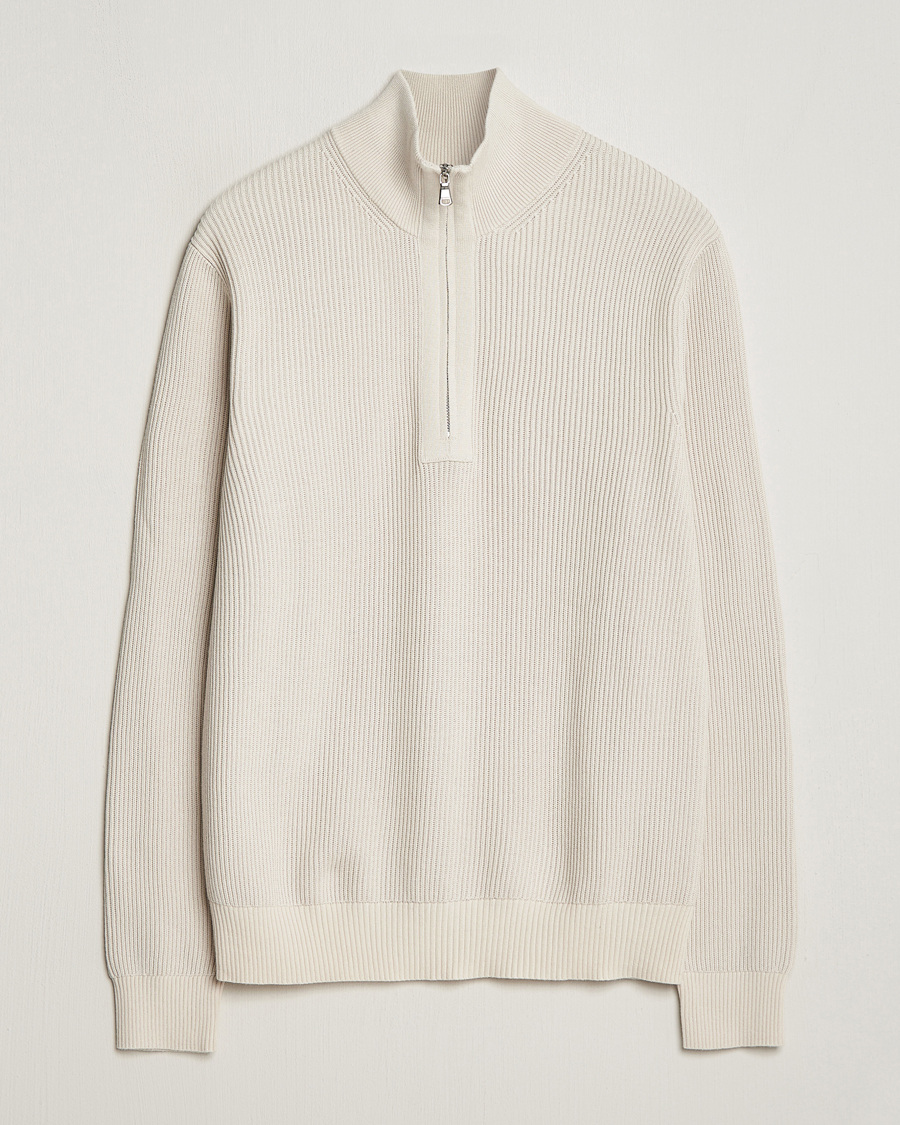 Uomini | Maglieria | J.Lindeberg | Alex Half Zip Organic Cotton Sweater Moonbeam