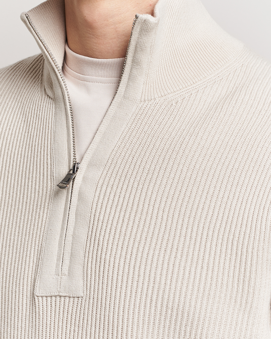 Uomini | Maglieria | J.Lindeberg | Alex Half Zip Organic Cotton Sweater Moonbeam