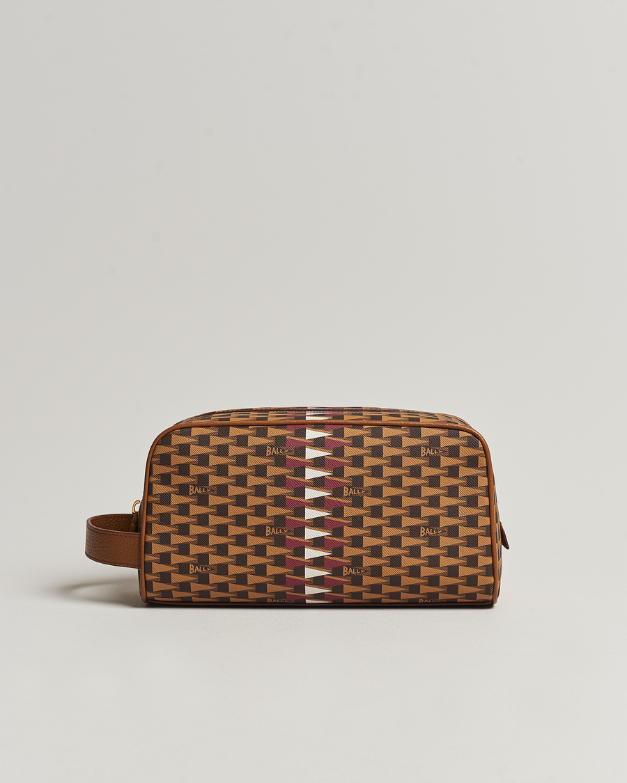 Uomini | Bally Pennant Monogram Leather Washbag Brown | Bally | Pennant Monogram Leather Washbag Brown