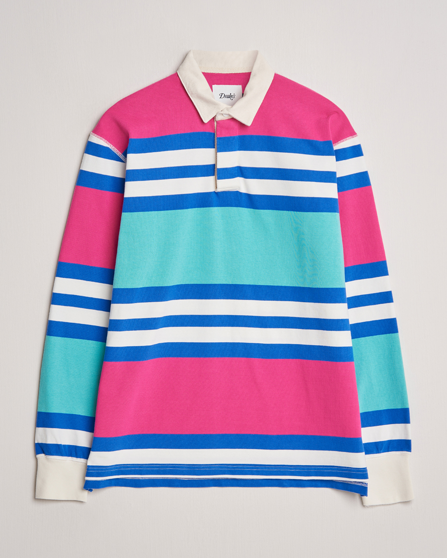 Uomini | Maglieria | Drake's | Long Sleeve Stripe Rugby Shirt Multi