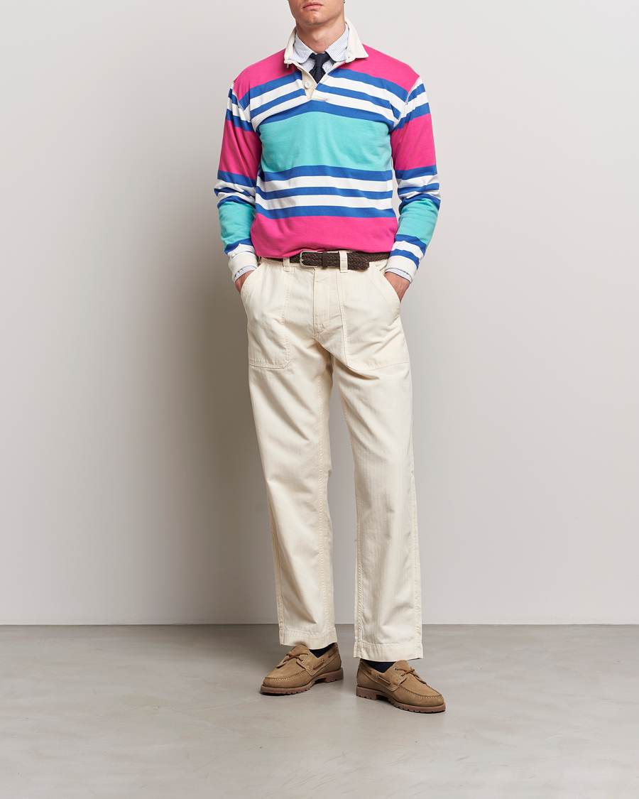 Uomini | Maglieria | Drake's | Long Sleeve Stripe Rugby Shirt Multi