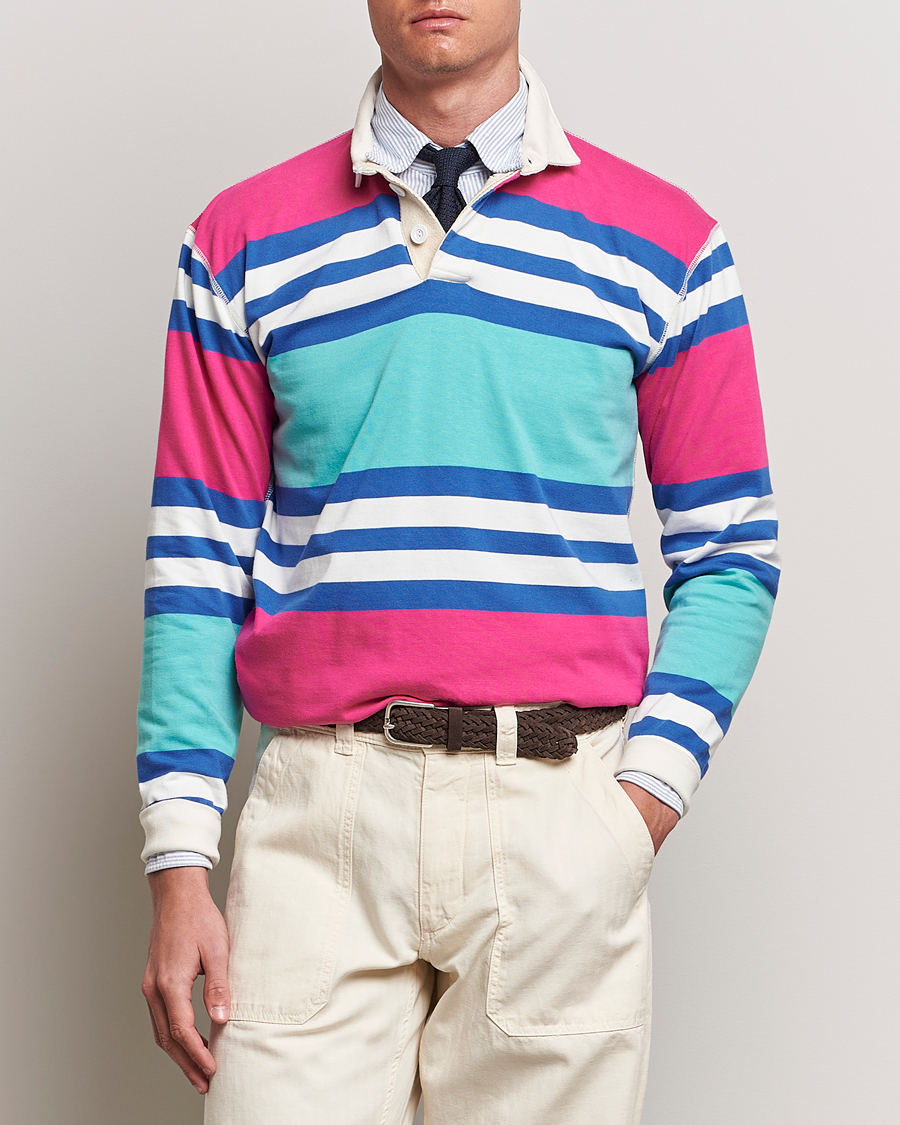 Uomini | Maglieria | Drake's | Long Sleeve Stripe Rugby Shirt Multi