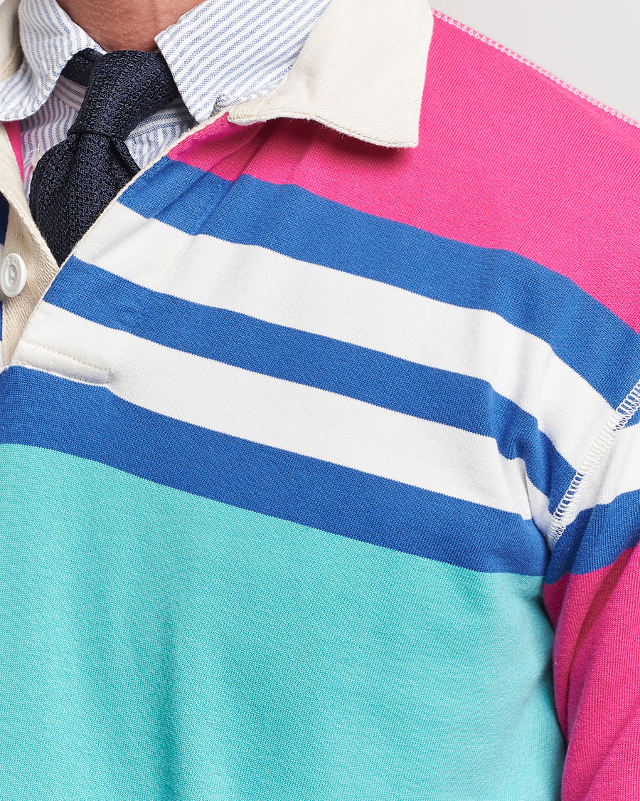 Uomini | Maglieria | Drake's | Long Sleeve Stripe Rugby Shirt Multi
