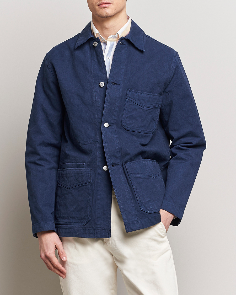 Uomini | Giacche | Drake's | Duck Cotton Canvas Shore Jacket Navy
