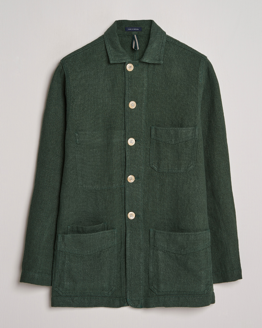 Uomini | Giacche | Drake's | Heavy Linen Chore Jacket Green
