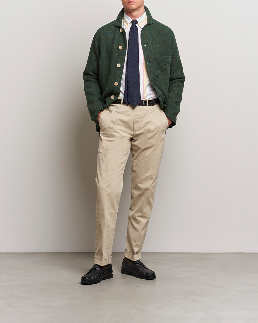 Uomini | Giacche | Drake's | Heavy Linen Chore Jacket Green