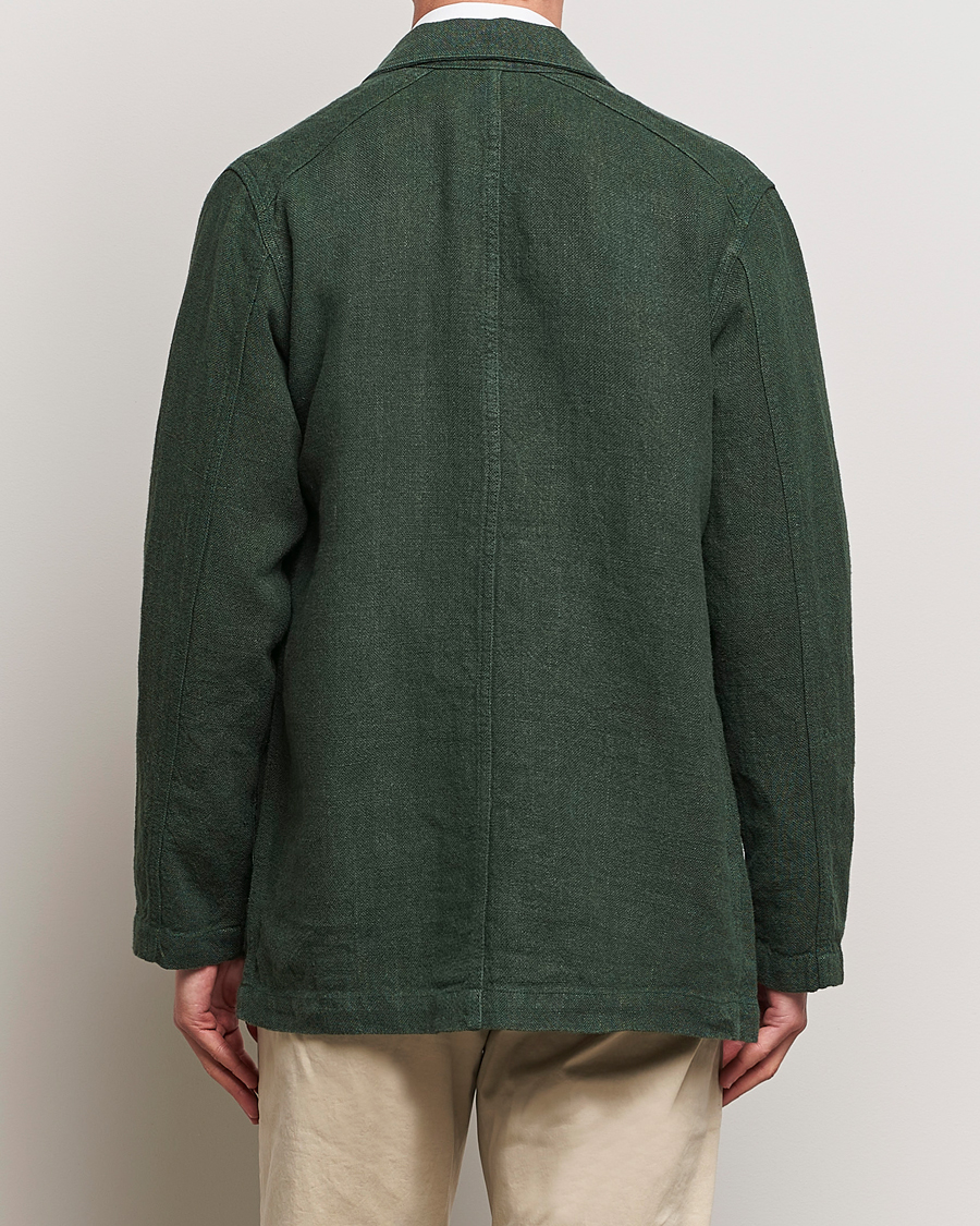 Uomini | Giacche | Drake's | Heavy Linen Chore Jacket Green