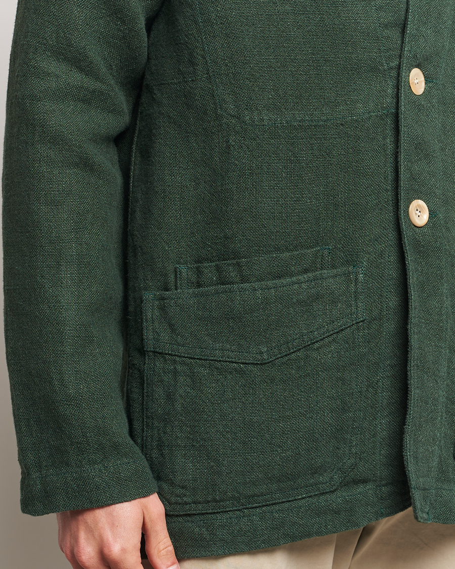 Uomini | Giacche | Drake's | Heavy Linen Chore Jacket Green