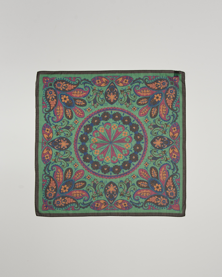 Uomini | Drake's Folk Flower Bandana Green | Drake's | Folk Flower Bandana Green