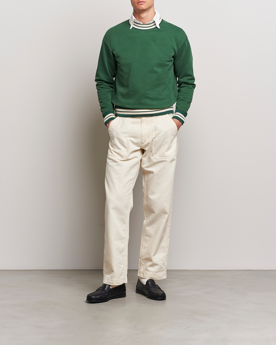 Uomini | Maglieria | Drake's | Striped Rib Sweatshirt Green