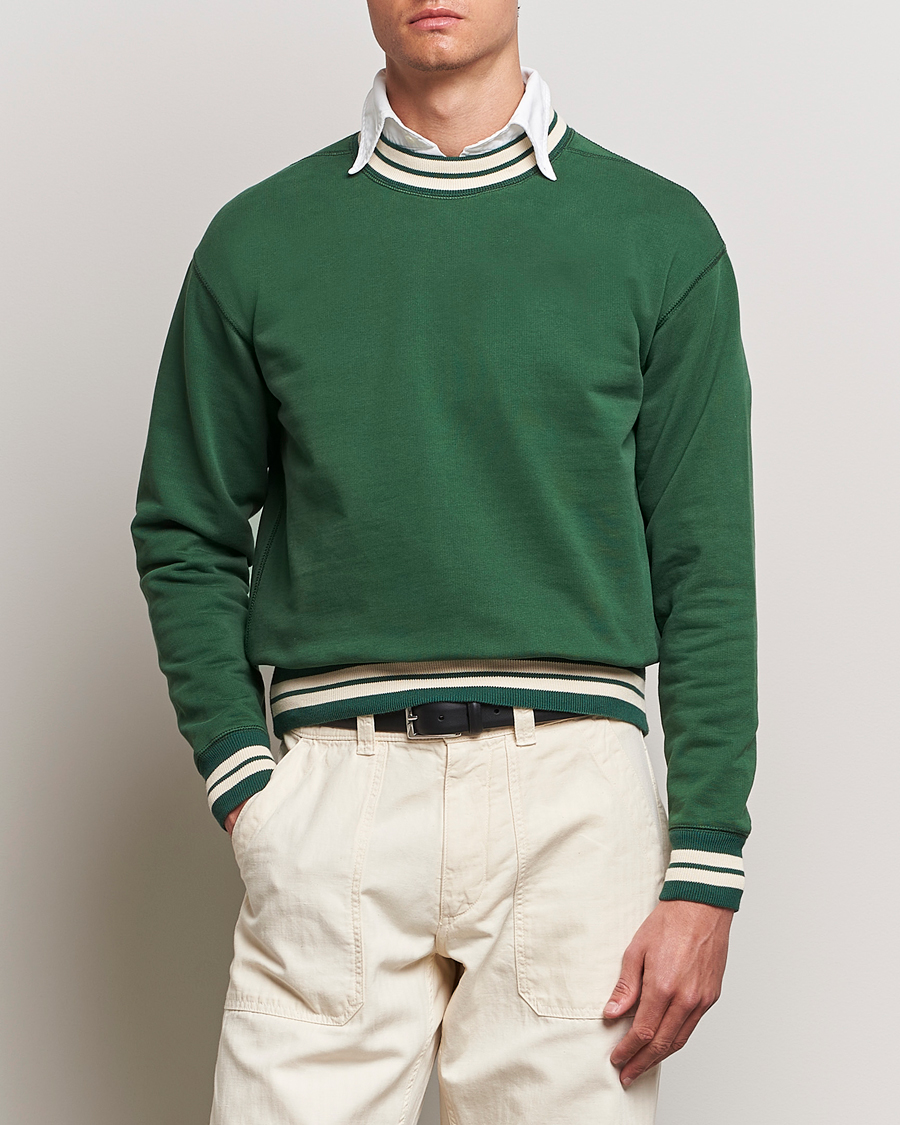 Uomini | Maglieria | Drake's | Striped Rib Sweatshirt Green