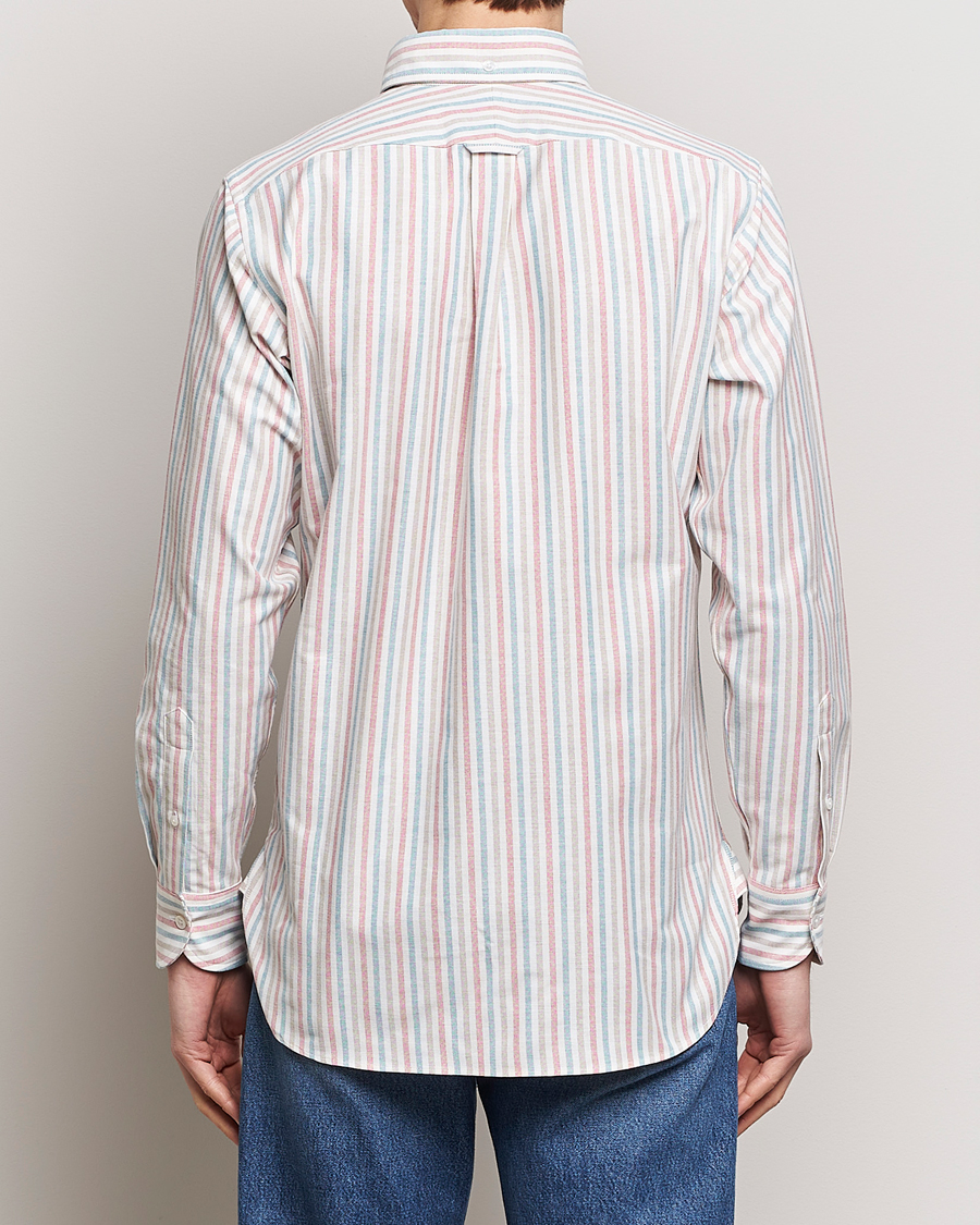 Uomini | Camicie | Drake's | Thin Tripple Stripe Oxford Shirt White