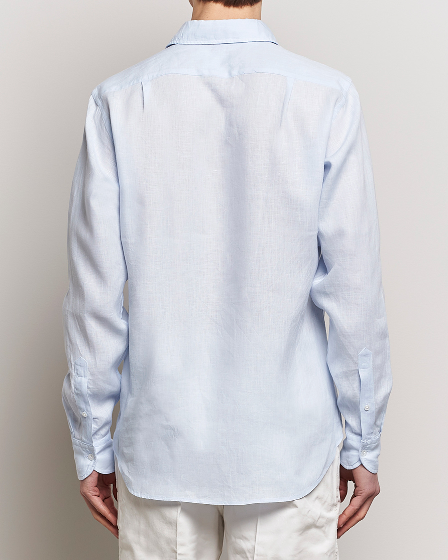 Uomini | Camicie | Drake's | Linen Summer Shirt Sky Blue