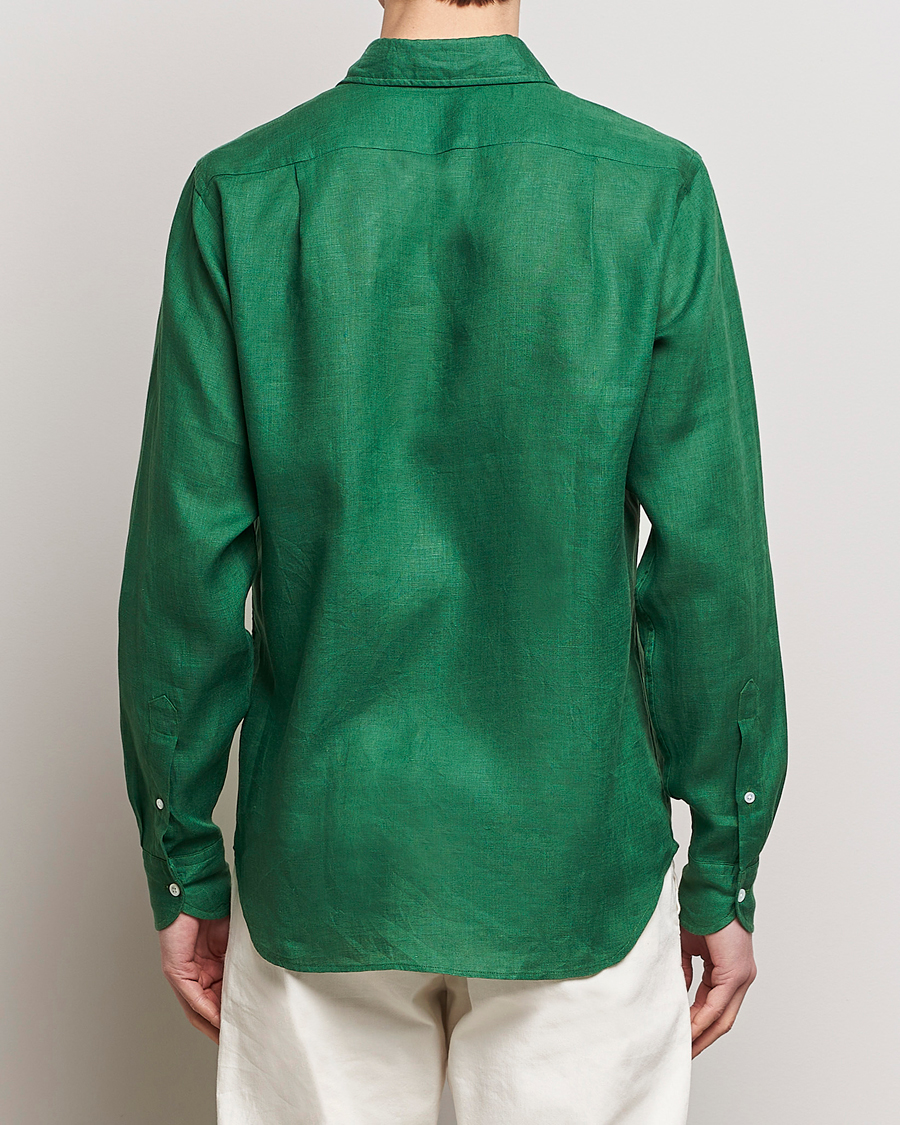 Uomini | Camicie | Drake's | Linen Summer Shirt Green