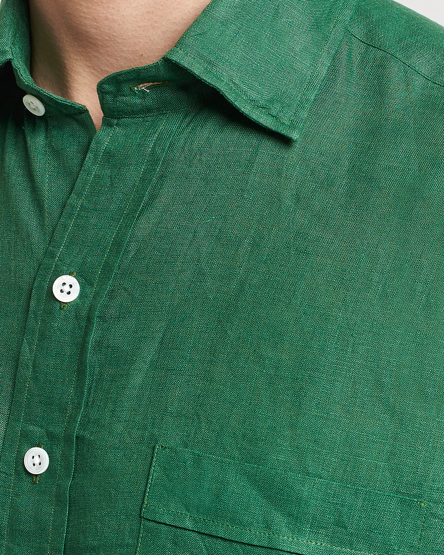 Uomini | Camicie | Drake's | Linen Summer Shirt Green