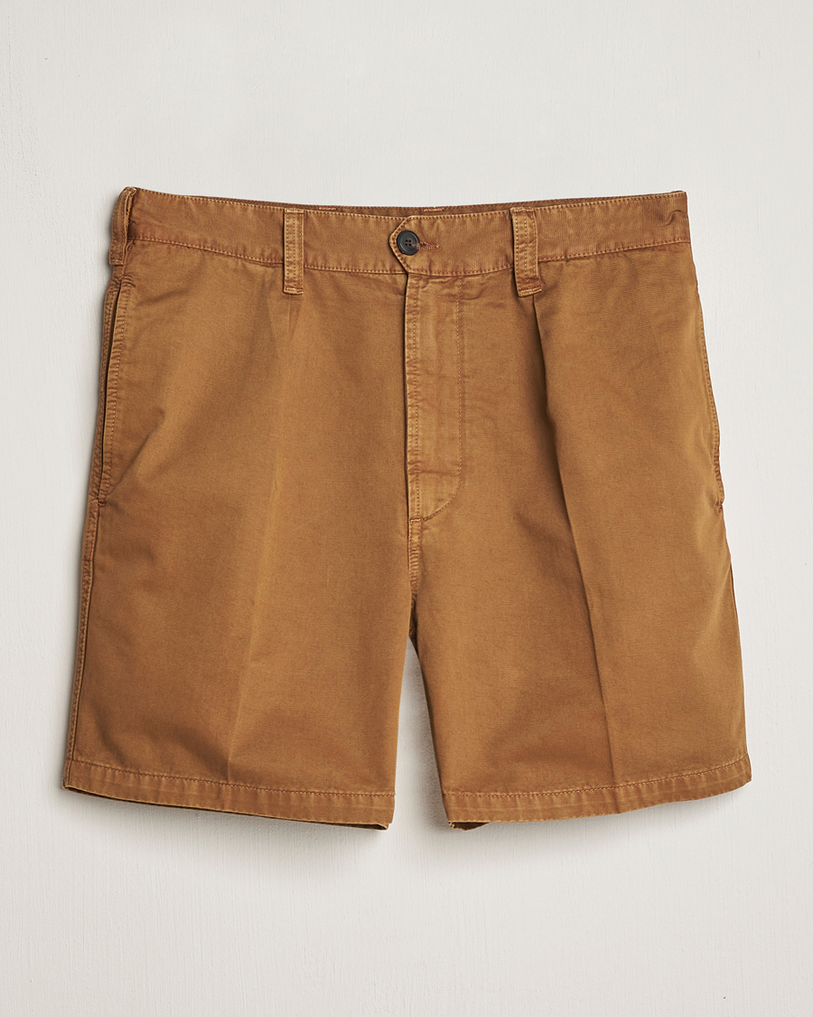 Uomini | Pantaloncini | Drake's | Cotton Twill Chino Shorts Washed Tobacco