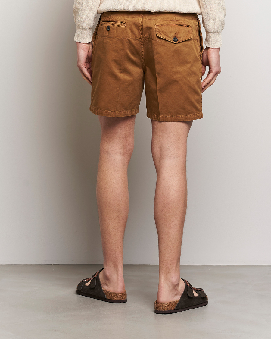 Uomini | Pantaloncini | Drake's | Cotton Twill Chino Shorts Washed Tobacco