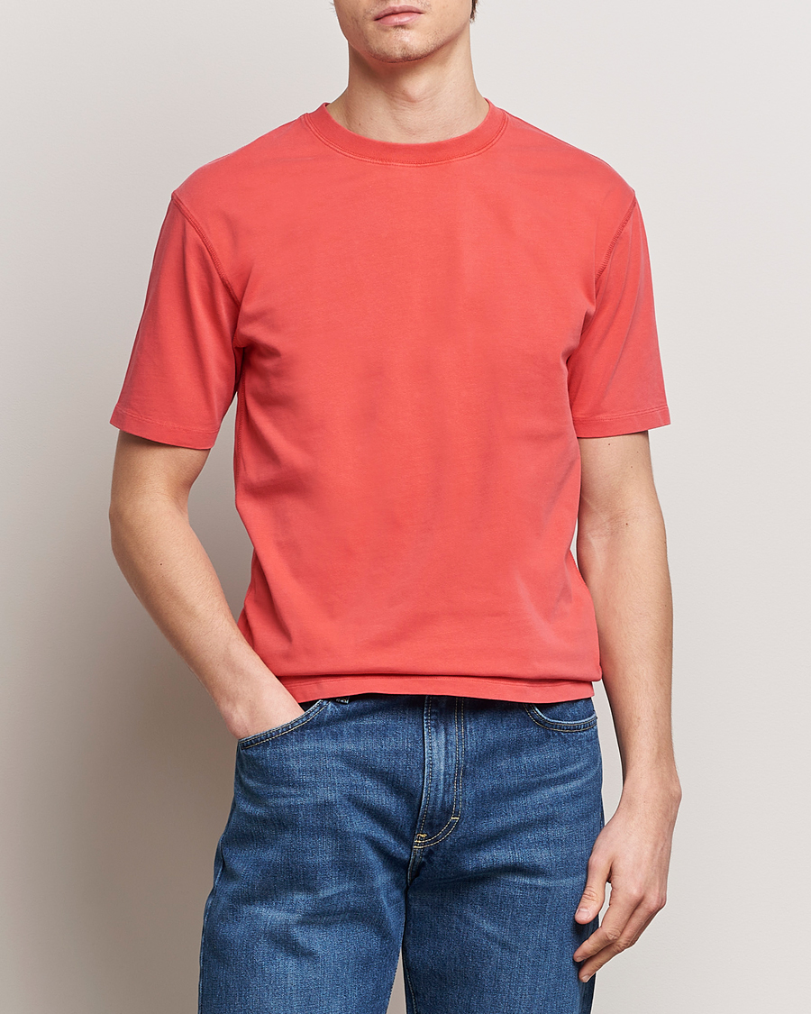 Uomini | T-shirt | Drake's | Washed Hiking T-Shirt Red