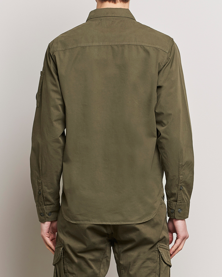 Uomini | Camicie | C.P. Company | Garment Dyed Gabardine Zip Shirt Jacket Army