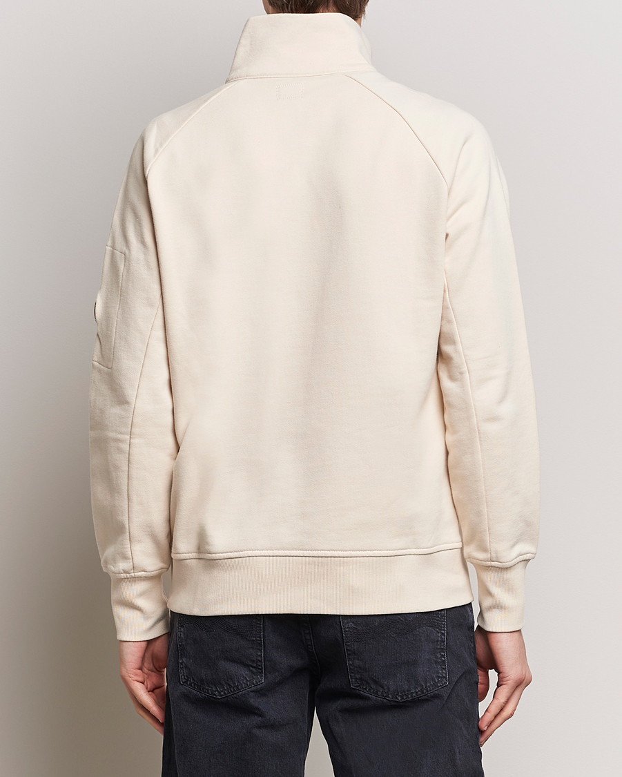 Uomini | Maglieria | C.P. Company | Diagonal Raised Fleece Half Zip Goggle Hoodie Ecru